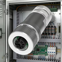 Connecteur d'alimentation industriel automobile GSEE M12 DIN 12V 3P IP68 en laiton plaqué or, tout métal, mâle/femelle, droit/angulaire, PG9
