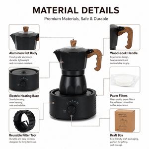 Cafetera Eléctrica Portátil Moka con Base de Calentamiento Automático, 100 ml, Negra Mate, para Oficina y Hogar - Product Image 4