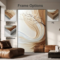Peintures et décorations murales, impression numérique haute brillance, film cristal, art mural abstrait, texture 3D, éclairage, hall d'hôtel, vente en gros, encadré