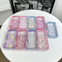 Fabrieksdirect PC telefoonhoesje met ingelegde diamanten, epoxy grafische print, antislip, pastelkleurige bloemen, voor ZT NUBIA V80 MAX 4G