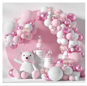hot sale baby shower decoration pink color confetti latex balloon set