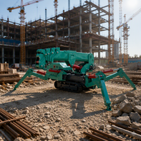 Grue araignée diesel pliable robuste de 12 tonnes avec une hauteur de levage de 24 m et une nacelle pour personnel, certifiée CE/EPA pour un levage polyvalent