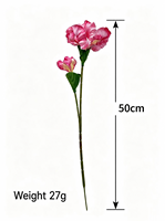Fleur d'iris artificielle en gros, tige unique de 50 cm, 2 têtes, imprimée en 3D, en PE, effet peinture à l'huile, fausse iris pour décoration de table et arrangements floraux à la maison