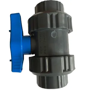 China Supplier Manufacturing Plastic Grey color Female/Male PVC double true union 2 way ball valve