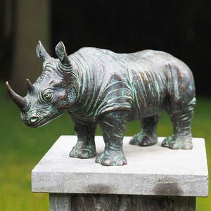 Sculpture de rhinocéros de jardin grandeur nature, sculptures de rhinocéros en bronze, art en cuivre, rhinocéros célèbre, miniature en bronze, statue en laiton historique - Product Image 5