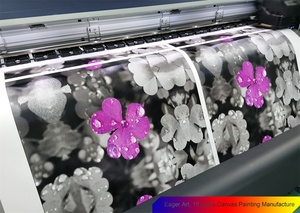 Vải nghệ thuật màu đen vàng hoa dòng tác phẩm nghệ thuật trừu tượng tường nghệ thuật vẽ tranh áp phích in với kính rõ ràng Acrylic trắng mat - Product Image 3