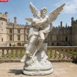 YOUFINE Statue d'ange blanche sculptée à la main, sculpture en marbre, décoration de jardin extérieure - Product Image 5