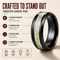 Bague personnalisée en carbure de tungstène noir de 8 mm pour homme, gravée, avec incrustation, alliance confortable, bague de fiançailles pour homme, OEM ODM, vente en gros