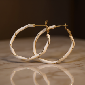 E4744 Orecchini a Cerchio in Oro Massiccio 18K per Donna, Classici Rossi per Uso Quotidiano, Gioielli Raffinati - Product Image 2