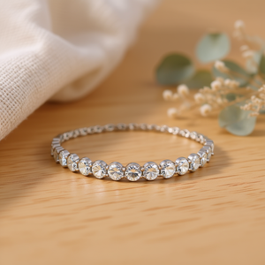 Bracciale Aries in Acciaio Inossidabile con Diamante Taglio Brillante Rotondo, Minimalista per Uso Quotidiano, Unisex - Product Image 3