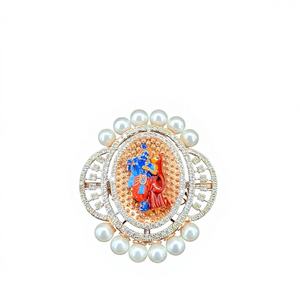 Bague en diamant de luxe pour femme, Radha Krishna, 1,09 carat, taille brillant, accents de perles lustrées, or rose 14 carats, certifiée IGI - Product Image 1