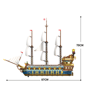 Blocs de construction de navires de la Flotte Royale (3162 pièces) – Grand modèle de bateau <span class=keywords><strong>à</strong></span> voile, blocs de construction MOC, grand navire drapeau, jouets de pirates - Product Image 1