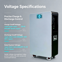 Batería de Pared LiFePO4 de 51.2V 100Ah 5.12kWh con Pantalla Táctil, BMS de 100A, Descarga, WiFi, APP, RS485, CAN, Almacenamiento Solar, UPS, Respaldo