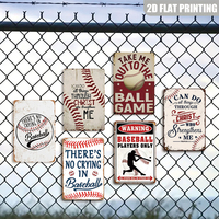 Letrero Metálico Vintage de Béisbol 'Take Me Out to the Ball Game' para Decoración de Cuarto de Hombre