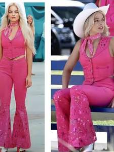 Costume de cosplay de princesse rose Homchee Trends COS pour femme, ensemble de déguisement rose <span class=keywords><strong>avec</strong></span> écharpe et <span class=keywords><strong>chapeau</strong></span> pour Comic Con et Halloween - Product Image 2