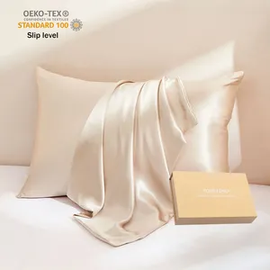 Atacado Orgânico Luxo 100% Seda Fronha Confortável Mulberry Silk Pillow case com Personalizável Design Box