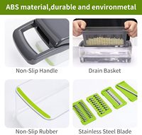 Groothandel Eco-vriendelijke Moderne Eenvoudige Multifunctionele 15-in-1 Dubbel Gebruiks Stainless Steel Groente Snijder/Snijmes