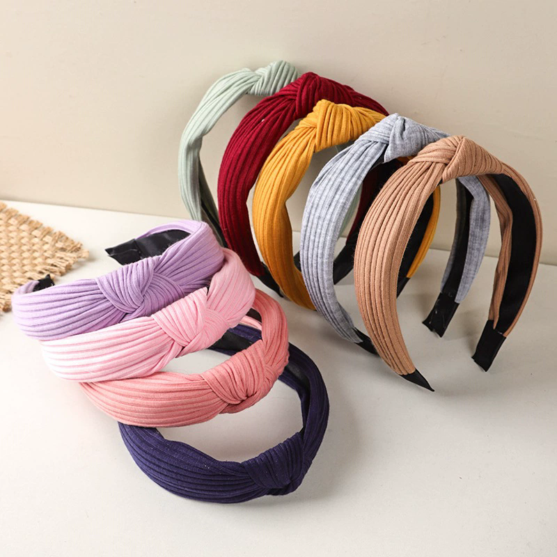 Korean Version New Solid Color Wide Edge Headband Ladies Cross