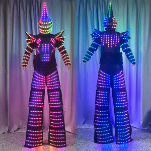 ชุดนักแสดงเดินบนไม้ค้ำพร้อมหมวกทรงแหลม ชุดไฟ LED สีรุ้ง สำหรับการแสดงบนเวที ชุดสำหรับผู้ใหญ่ทั้งชายและหญิง - Product Image 1