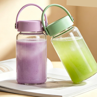 Nouvelle tasse portable en verre borosilicate de 450 ml avec poignée, couleur macaron, pour cadeau promotionnel