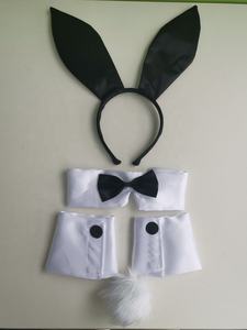 Cosplay kustom kostum kelinci Satin seksi Aksesori telinga kelinci ikat kepala kerah manset dan ekor 4 buah Set - Product Image 2