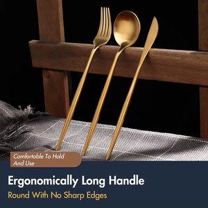 Brilliant Jieyang Modern Stainless Steel <strong>Cutlery</strong> Flatware Set Gold Finish Custom Logo Fork Tea For Wedding Giveaways - Product Image 3
