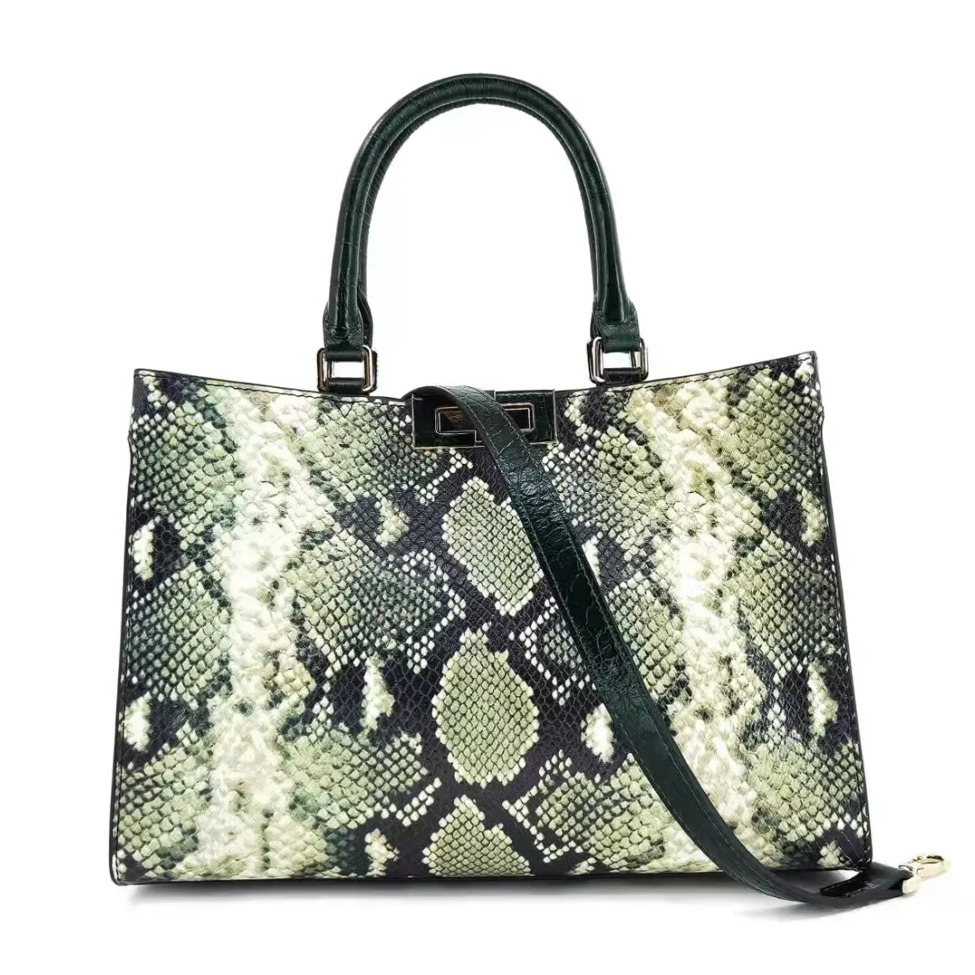 2022 Designer Trendy Shoulder Bag High Quality Wholesale Tote Bag Snake Pattern Genuine Leather Handbag For Women