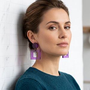 Boucles d'oreilles artisanales en résine, motif tourbillon peint à la main, forme personnalisée, DIY, Pâques, minimalistes, usage quotidien, uniques - Product Image 1