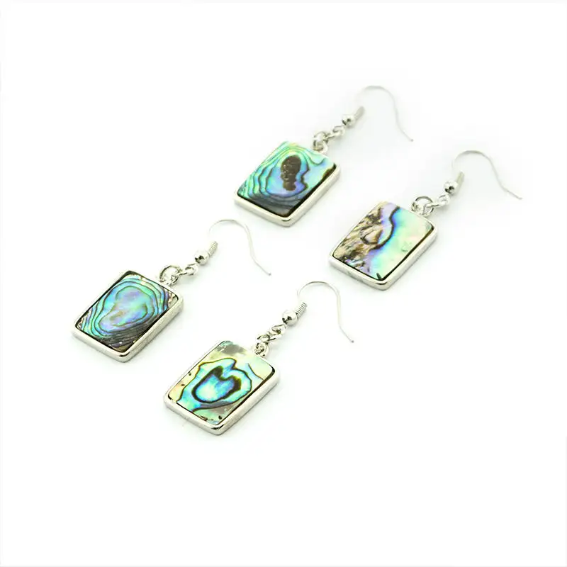 Newest Fashion Natural Abalone Shell Square Dangle Earrings Jewelry