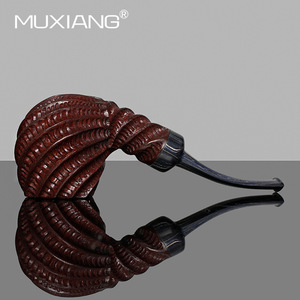 Muxiang Hand Carved Wooden Tobacco Pipe Apple Shape Solid Sandalwood Briar Wood Straight Type Men Smoking Pipe - Product Image 2