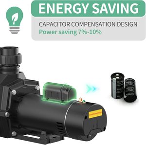 Pompe filtrante à deux vitesses Jade J18007E à grand débit avec <span class=keywords><strong>filtration</strong></span> et compatibilité eau salée pour piscines enterrées et hors sol - Product Image 3