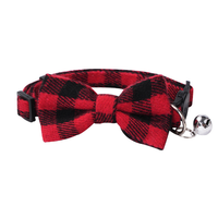 Noeud papillon pour chat et chien avec clochette, réglable, en polyester à carreaux, été et hiver, pour chiens et chats