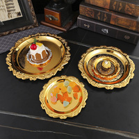 Fer Art or Relief petit plateau pour fête fruits Snack assiette à gâteau décoratif thé tasse plateau bijoux plateau de rangement Table à Dessert