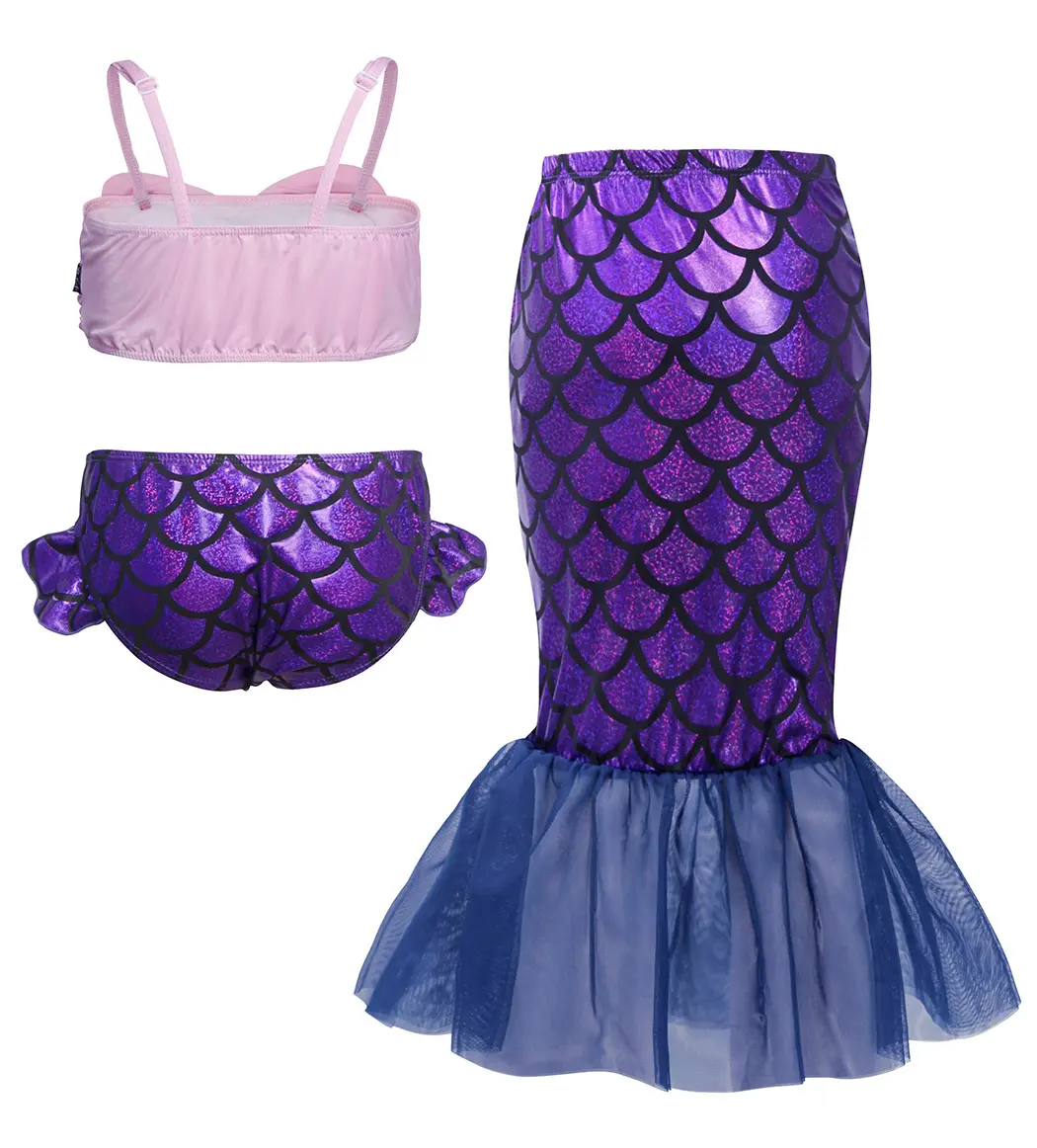 New 2021 Product Girl Swimwear Fashion Princess Mermaid Costume Mermaid Tails Bathing Suit Pool Party 3 Pieces Children