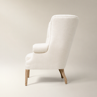 Fauteuil d'appoint moderne de luxe capitonné à dossier haut avec pieds en bois massif, chaise de salle à manger individuelle pour la maison et l'hôtellerie