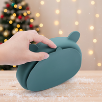 Assiette à ventouse en silicone non toxique pour bébé, motif ours, avec compartiments, compatible micro-ondes, pour enfants