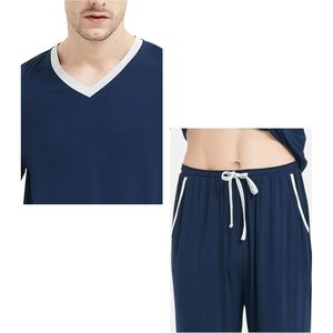 Custom Wholesale <b>Men's</b> Bamboo <b>Pajamas</b> <b>Set</b> Long Sleeve Sleep Shirt And Bamboo Modal Sleep Pants Lightweight Sleepwear Lounge Wear - Product Image 4