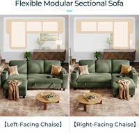 Sofá Cama Modular Moderno de Tela para el Hogar, Sofá Convertible en Cama con Carga USB, en Forma de L para Sala de Estar