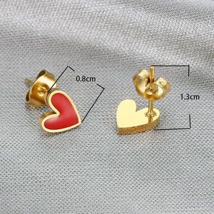 Pendientes de acero inoxidable de plástico rojo amor creativo temperamento de moda europea y americana 2025 - Product Image 4
