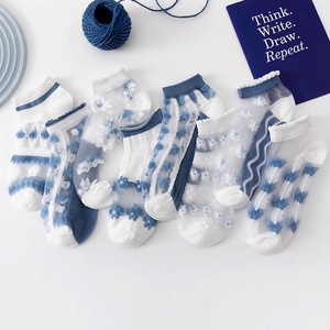 <b>Women</b> Hollow Glass Silk <b>Socks</b> Summer Cool Breathable Ultra Thin Mesh Comfort Student <b>Socks</b> - Product Image 1