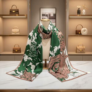 1PC Silk Retro Color-Block Square <b>Scarf</b> <b>for</b> <b>Women</b> Breathable Quick-Dry Elegant Stylish Photography Prop Handkerchiefs Four - Product Image 3