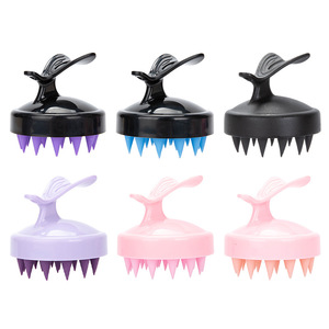 Brosse de massage du cuir chevelu en matériau TPE pour le lavage des cheveux et les soins du cuir chevelu avec des poils doux en plusieurs couleurs - Product Image 1