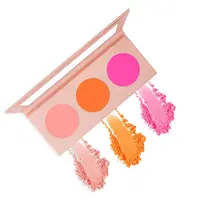 Kunden spezifische Make-up-Palette Pressed Powder Blusher Hochwertige 3 Shade Orange Vegan Face Cosmetics Blush auf der Wange