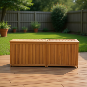 Boîte de rangement de patio en teck massif 78,7"x19,7"x21,7" pour extérieur, rectangulaire, marron - Product Image 2