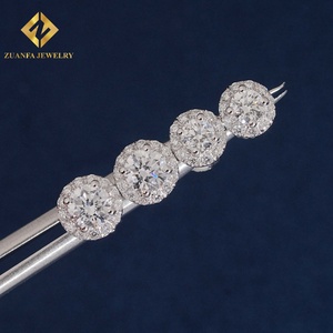 Iced Out Round Halo Diamond Stud <b>Earrings</b> Lab Grown Diamond 925 Sterling <b>Silver</b> Screw Back <b>Wedding</b> Jewelry For Women - Product Image 6