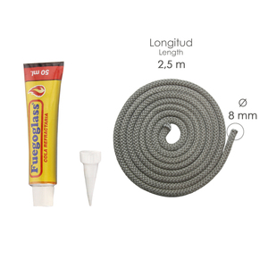 Kit di riparazione per stufe/camini, colla + corda 8 mm x 2,5 m. - Product Image 2