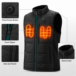 Gilet chauffant pour homme et femme, <span class=keywords><strong>rechargeable</strong></span> par USB, 2 zones chauffantes, gilet thermique matelassé, coupe-vent, randonnée en plein air, ski, gilet chaud - Product Image 1