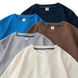 Hoge Kwaliteit Blanco Effen Wwxxxcom T-Shirt Voor Mannen Leverancier Custom Logo Zwaargewicht 100% Katoen Unisex Oversized Wafel T-Shirt