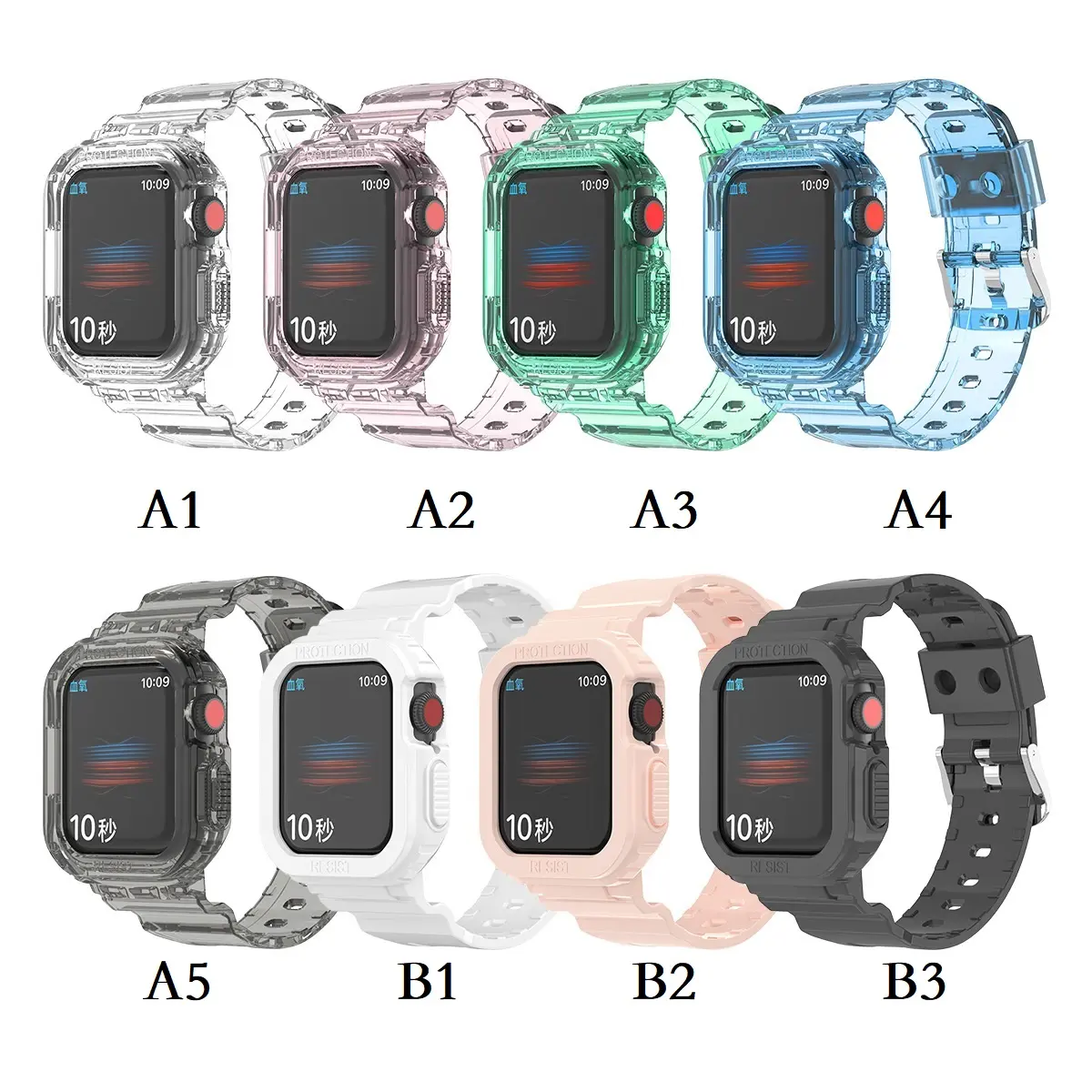 Hot Selling TPU One-piece Watch Band Sport Strap 6 Color For Apple Watch Series 1-7 Generation SE 40mm 42mm 44mm