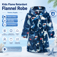 Peignoir en flanelle à capuche pour enfants, motif dessin animé, doux et moelleux, à manches longues, chaud, pour l'automne, vente en gros